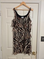 Signature by Robbie Bee brown and tan animal print ruffle dress size large NWT