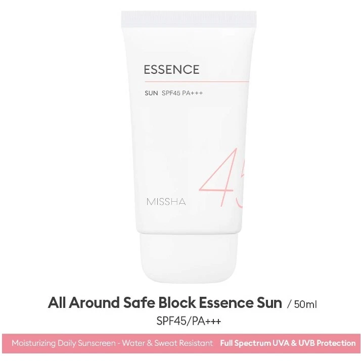 MISSHA All Around Safe Block Essence Sun 50 ml FPS 45 PA+++ Crema solar K-Beauty Foto 3 de 4