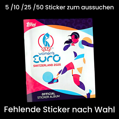 Topps Lot Autocollants Euro Féminin 2025 – 1 Pack Démarrage + 10 Sachets (60 Autocollants)