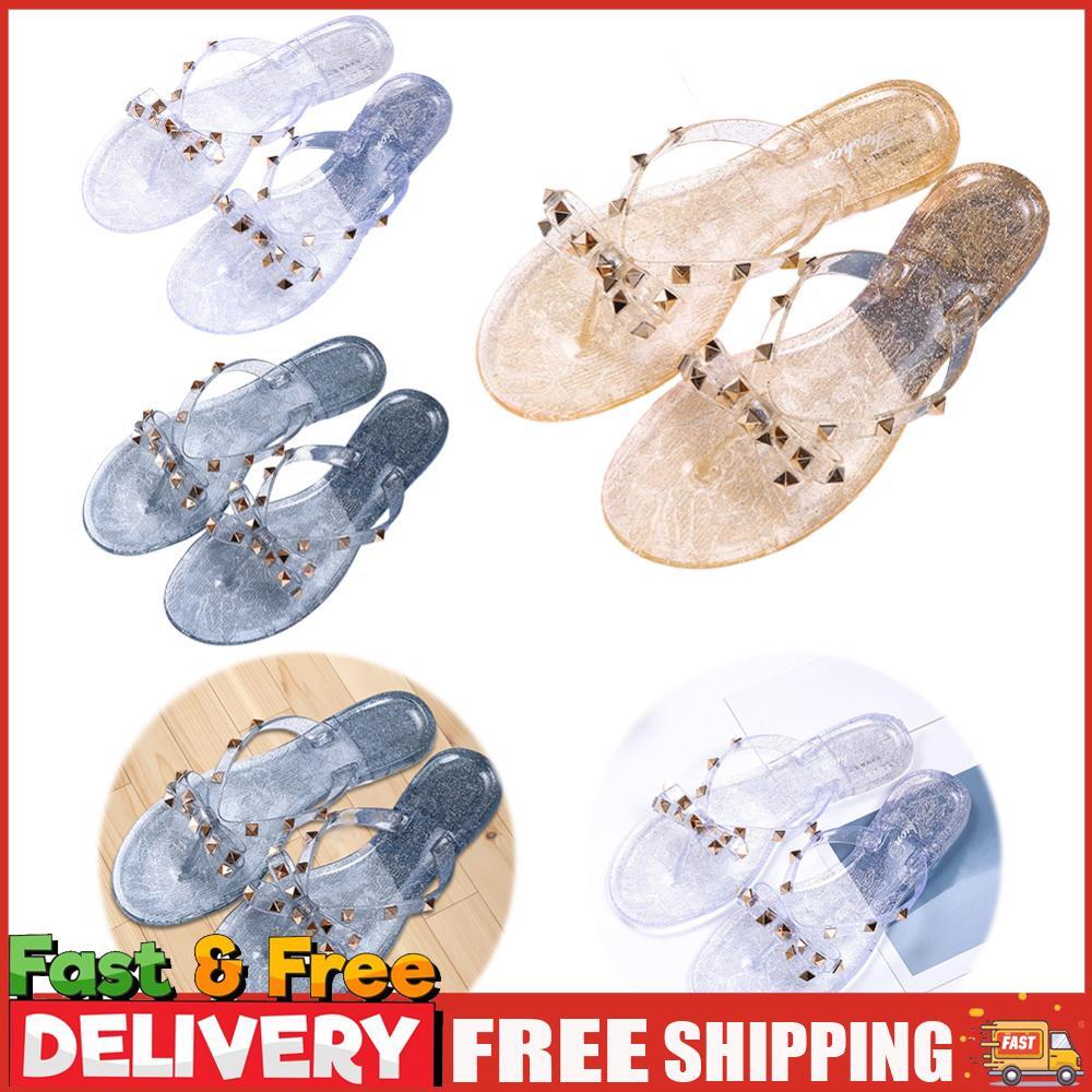 PANTOFOLA D’ORO Scarpe gelatina borchie sandali estivi spiaggia tinta unita con fiocco moda scivoli da donna