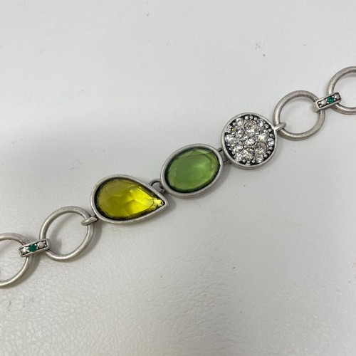 Lia Sophia Silver Tone Bracelet With Green & Yellow Gemstones And Rhinestones - Picture 2 of 8