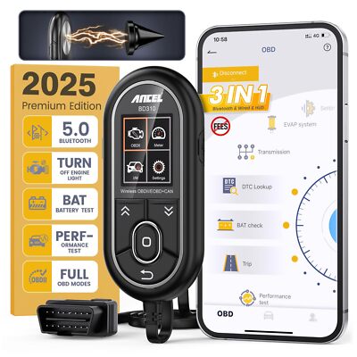 ANCEL BD310 OBD2 Scanner Diagnostic Tool - 3 in 1 OBD2 Scanner Bluetooth