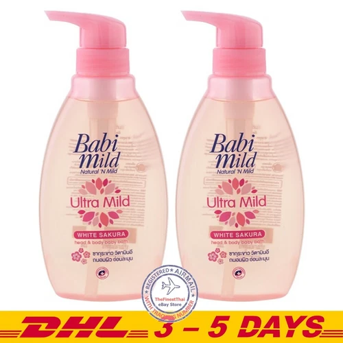 Babi Mild babies Shampoo and Shower Cream Ultra Mild White Sakura 380 ml x 2
