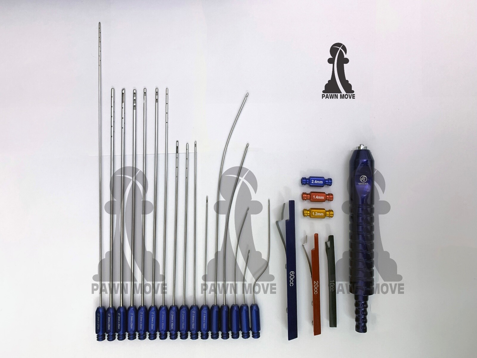 Juego de 23 piezas de cánula reductora y removedora de grasa liposucción kit de mejor calidad