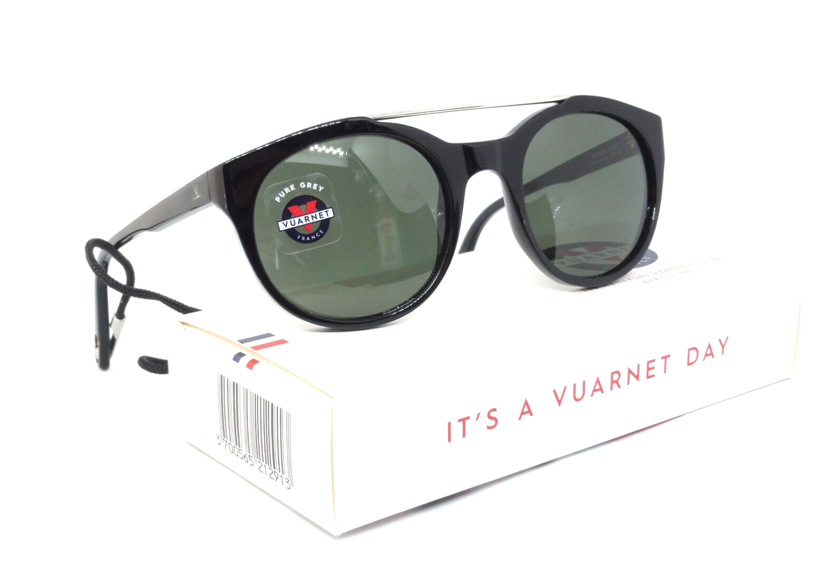 NEW VUARNET vl1606 sunglasses in pure grey black Vuarnet Black Pure Gray Sunglasses Round Lanyard Vl1606 0001  main image 2