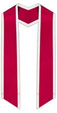 Red Slanted Graduation Stole with White Trim