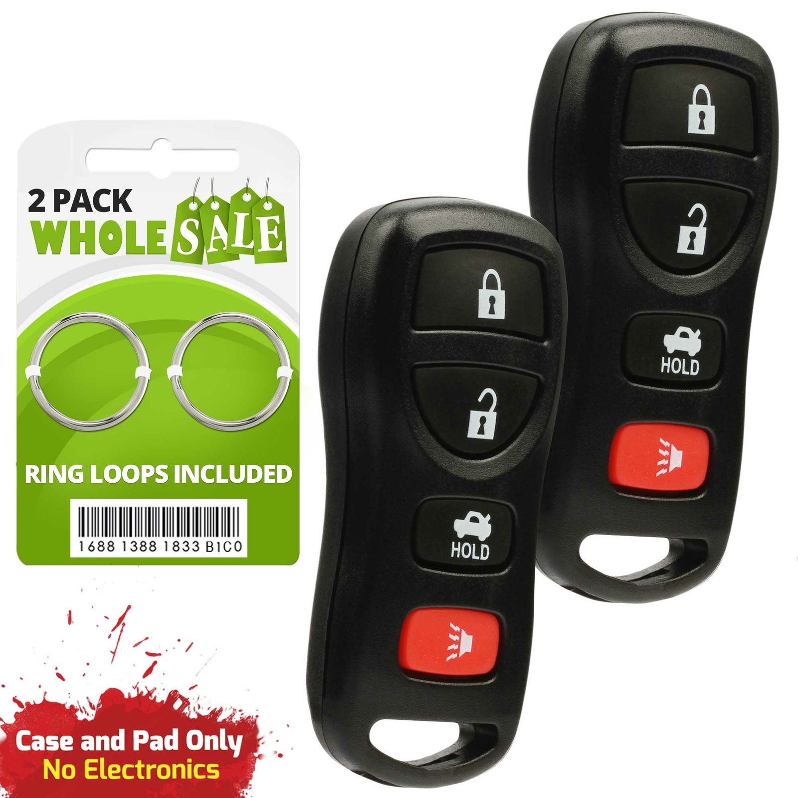 2 Replacement Shell Case Pad For 2005 2006 Nissan Altima Maxima Key Fob Remote