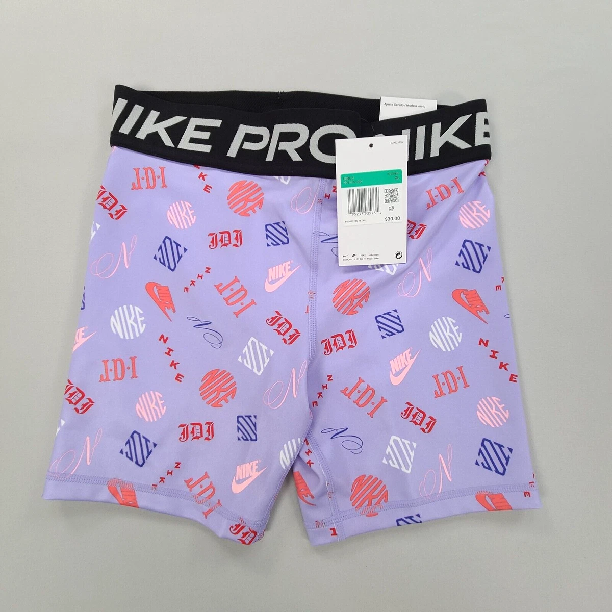 Nike Shorts Girls Extra Large Purple Dri Fit Pro Tight Older Kids