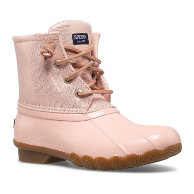 SPERRY BIG GIRLS SALTWATER BOOTS BLUSH PINK SIZE