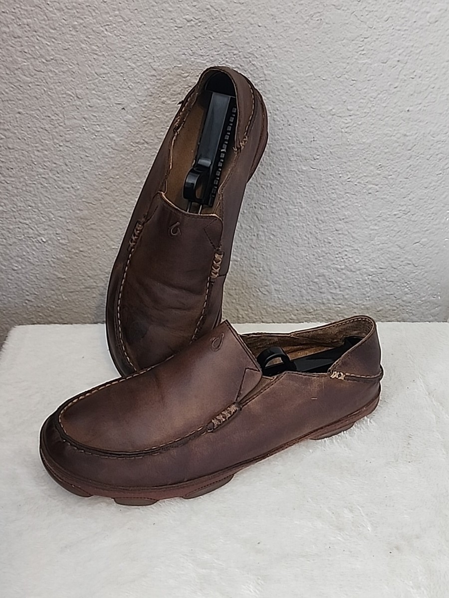 Olukai Mens US Sz 10 Moloa Brown Leather Slip On Loafer Shoes Olukai Mens US Sz 10M Moloa Brown Leather Slip On Loafer  main image 4