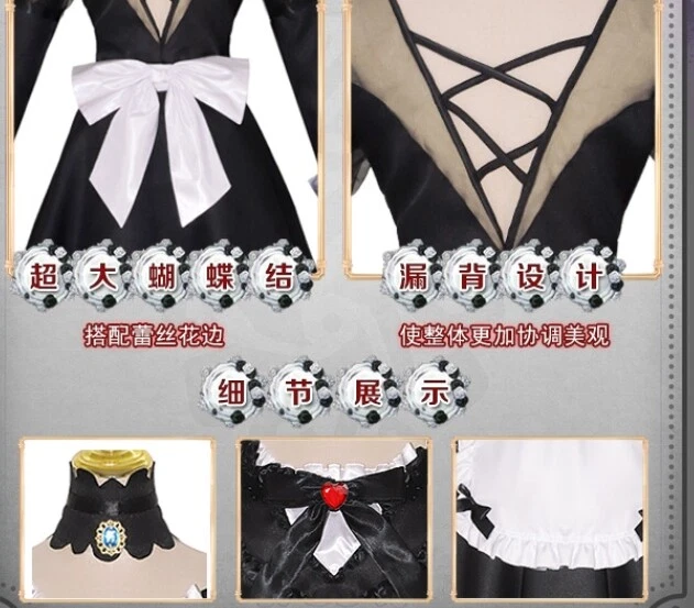 Fantasia cosplay feminina anime quente uniforme quadrinhos punk festa vestido de empregada doméstica terno - Imagem 4 de 4