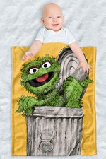 Sesame Street Fleece Baby Blanket, 30"x40", Oscar Painted