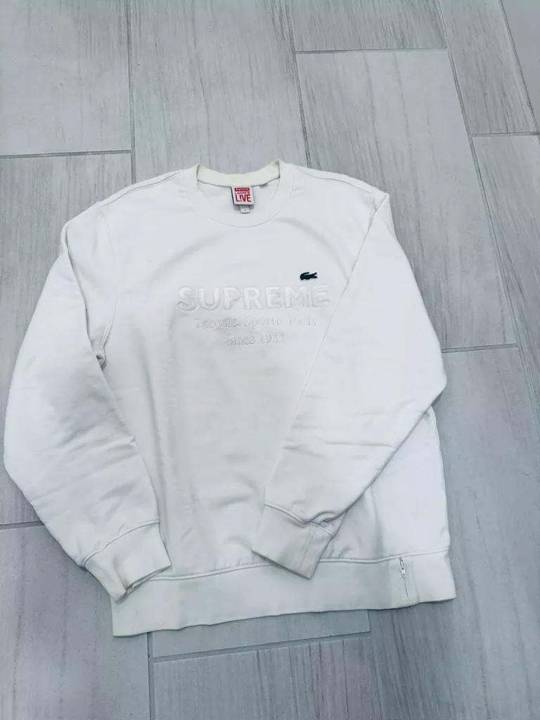 Col rond Supreme Lacoste taille M blanc SS18 collaboration