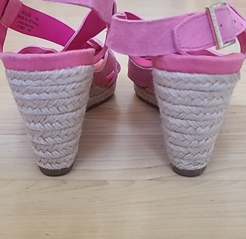 COLE HAAN Crystal Wedge Strappy Pink Suede Sandals, Women Size 7, NEW $150 - Picture 5 of 10
