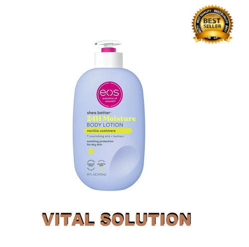 eos Shea Better Body Lotion- Vanilla Cashmere, 24-Hour Moisture Skin Care, Light