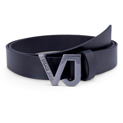 black and silver versace belt