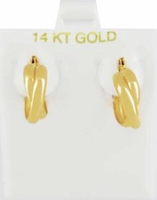 PLAIN HOOP EARRINGS 14K YELLOW GOLD - New with Tag - 12 mm