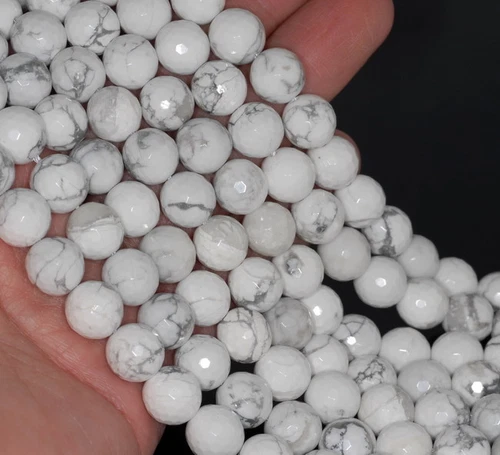 10 MM TÜRKIS HOWLITH EDELSTEIN FACETTIERT RUND LOSE PERLEN 15 ZOLL - Bild 2 von 4