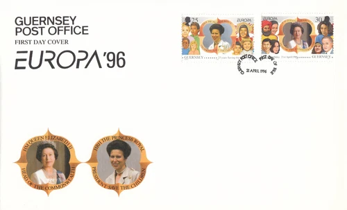 Queen Elizabeth II Princess Anne EUROPA GB Guernsey FDC (b) 1996 (103188)