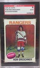 NEW YORK RANGERS signed RON GRESCHNER #146 - 1975-76 Topps - AUTHENTICATED