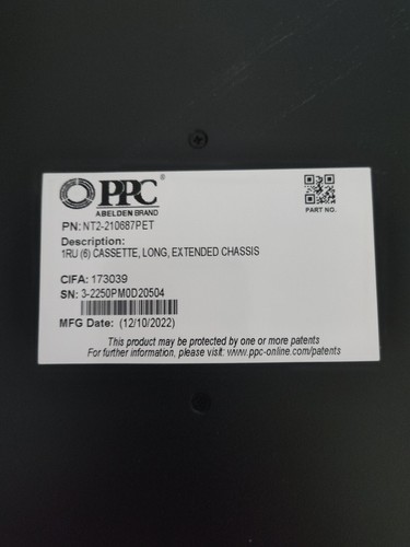 PPC NT2-210687PET Extended Chassis Fiber Patch Panel 1RU (6) Cassette - Picture 2 of 6