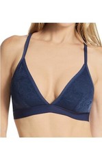 NEW Maidenform Women's S Triangle Bralette Navy Blue Stretch Lace Bra DMSLTB