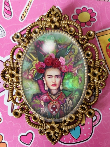 Broche Frida Kahlo – Bijou Rétro Fait Main – Style Pin-up/gothique – Acier Bronze