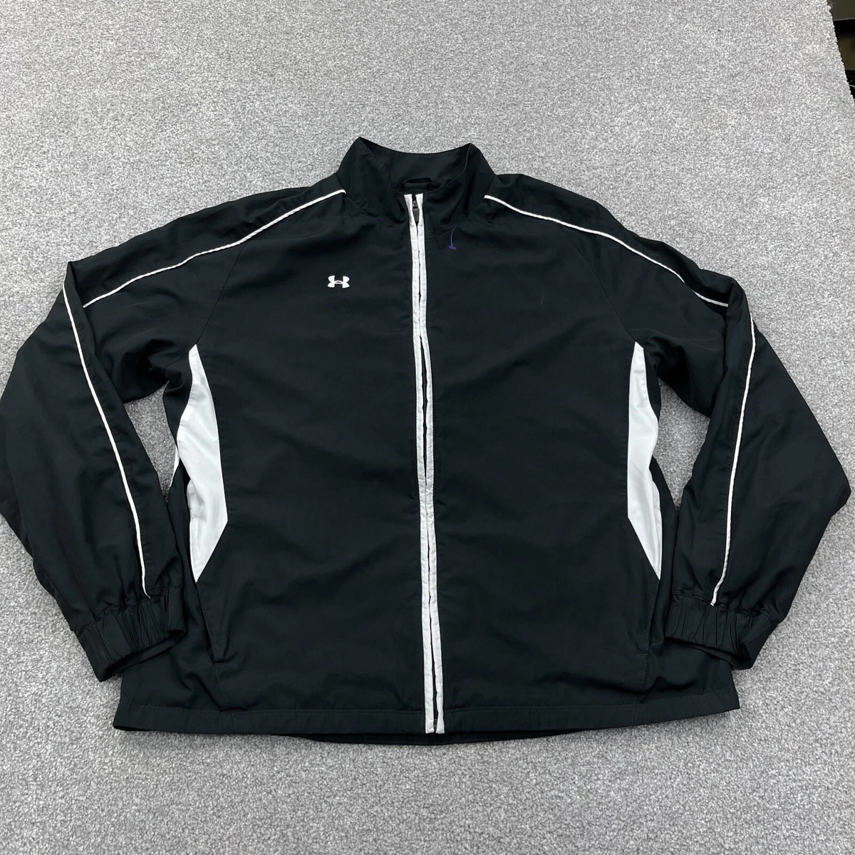 Under Armour Jacket Women Medium Black White Windbreaker Track