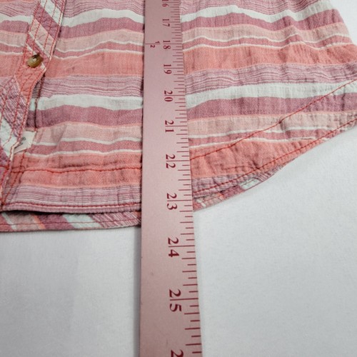 Woolrich Womens Size Medium Button Up Blouse Pink Striped Pit To Pit 20in - Picture 5 of 5