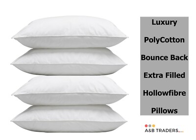 4X Polycotton Hohlfaser Allergenfreie Kissen Hüpfkissen Extra Gefüllt Luxus