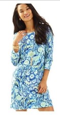 Lilly Pulitzer Size S Marlowe Shift Dress Blue Sunset Swim Print Pima Cotton