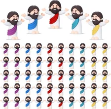 Bememo 50 Pieces Mini Jesus Figurines Toys Original Design Little Multicolor 