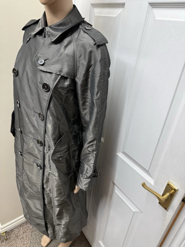 Burberry металлический серый двубортный Тренч размер 8 - Изображение 3 из 4