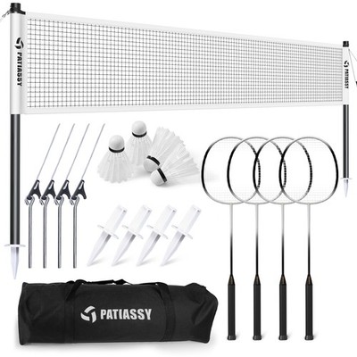 Badminton Net Set Outdoor/Indoor Professional Badminton Net with Poles 4 Rackets