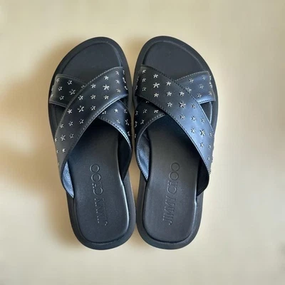 JIMMY CHOO PALMO Sandales Mules Escarpins à Cristaux Femme Taille 36 Noir - Photo 1/4