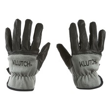 Klutch Heat-Resistant Leather Welding Gloves, Black/Gray, Medium