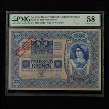 1920 Austria Oesterreichisch-Ungarische Bank 1000 Kronen Pick#48 PMG 58 UNC