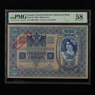 1920 Austria Oesterreichisch Ungarische Bank 1000 Kronen Pick#48 PMG 58 UNC