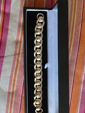 SOLID 9CT YELLOW GOLD ON SILVER 8.75 INCH MEN
