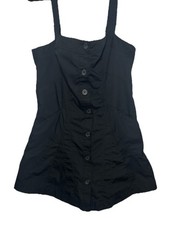 Urban Outfitters Teega Button Down Mini Dress Black Sz L Pockets Grunge Coquette