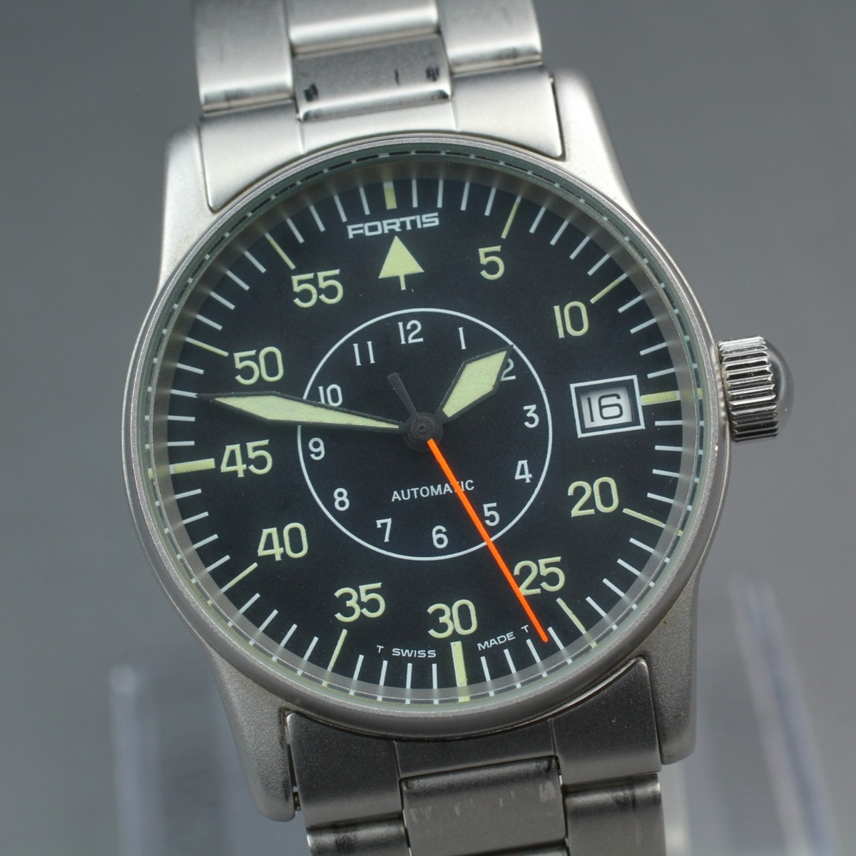 FORTIS Flieger 620.10.46 Automatic Black Men's Date Watch 34mm
