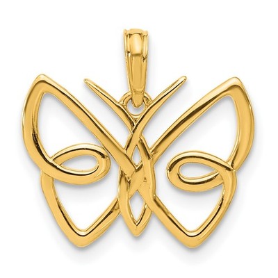 14k Yellow Gold Polished Fancy Butterfly Pendant L 16.9mm, W 18.1mm
