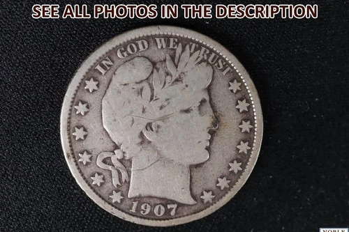 NobleSpirit Desirable 1907 O Barber Silver Half Dollar VG Very Good