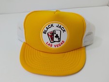 Vintage BLACK JACK LAS VEGAS Gambling ADVERTISING PATCH Snapback Trucker Hat