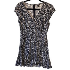 J. Crew Dress Sz 6 Navy Floral Faux Wrap Mini Career Travel