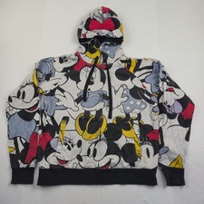 DISNEY Hoodie Large Multicoloured Womens Full Zip Cotton Mickey Mouse Sweatshirt