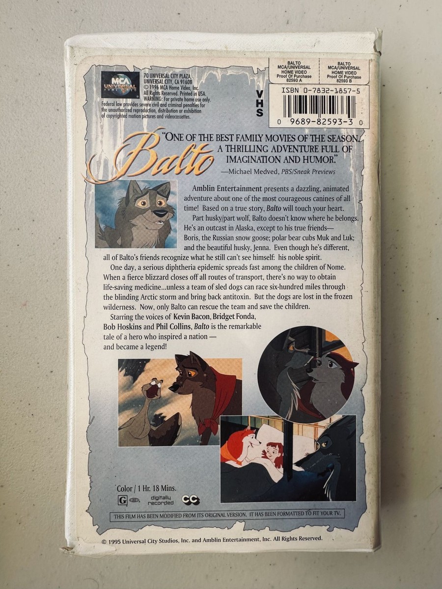 Universal Balto VHS 1995 Animated Family Movie Clamshell NTSC | eBay