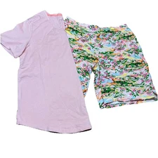 Cuddl Dud’s Cotton Core T-Shirt & Shorts Lounge Set Pink Tuscan Floral Women’s S