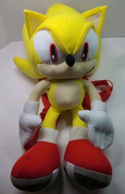 NWT Super Sonic the Hedgehog Plush Doll Backpack Stuffed Figure Yellow Large 18''