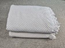 2 Boho Threshold Patterned Bath Towel Cream Ivory Classic Fringe Big Thick